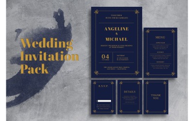 Invitación de boda Maroon Blue - Plantilla de identidad corporativa