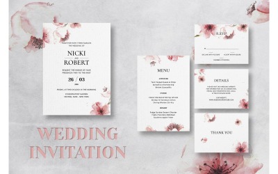 Invitation de mariage fleur botanique - modèle d&amp;#39;identité d&amp;#39;entreprise