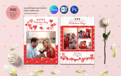Kartka z pozdrowieniami ze zdjęciem na Walentynki — PSD, Word i Canva