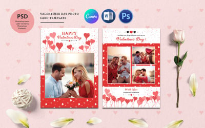 Tarjeta de felicitación con foto del día de San Valentín: Psd, Word y Canva
