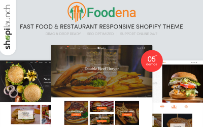 "Foodena - Fast Food & Restaurant Responsive" - адаптивний Shopify шаблон №153403