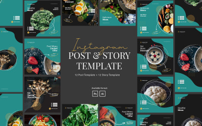 Hälsosam mat Instagram Post och berättelsemall för sociala medier