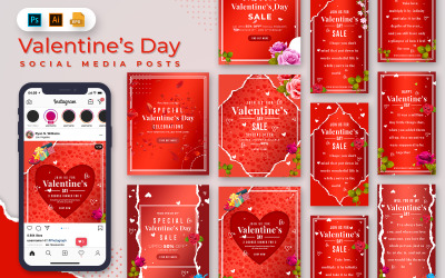 Modèle de médias sociaux de messages de la Saint-Valentin