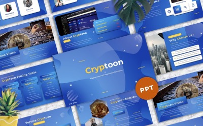 Cryptoon - Kryptovaluta PowerPoint-mall