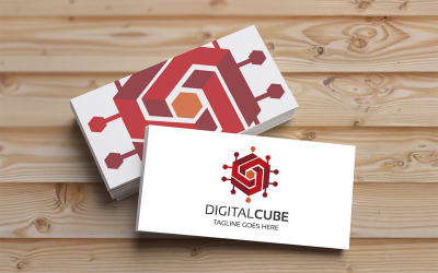 Sjabloon met logo voor digitale kubus