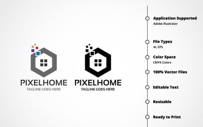 Pixel Home Logo Template