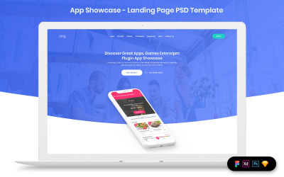 App Showcase Landingspagina sjabloon UI-elementen