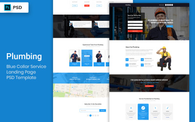 Blue Collar Service Landing Page PSD Mall UI Elements
