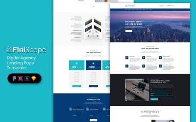 Digital Agency Landing Page Template UI Elements