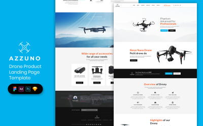 Drone Product Landing Page Template UI-elementen