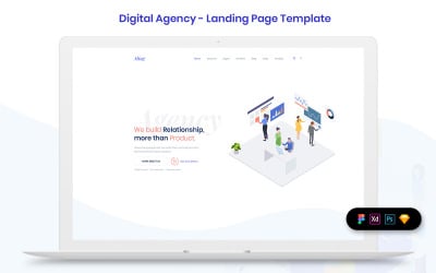 Elemente der Benutzeroberfläche der Landing Page-Vorlage für digitale Agenturen