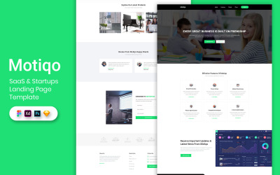Elemente der Benutzeroberfläche von Saas &amp;amp; Startup Landing Page Template