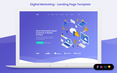 Elementos da interface do usuário do modelo de página de destino de marketing digital