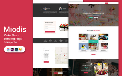 Elementos de interface do modelo da página de destino da confeitaria