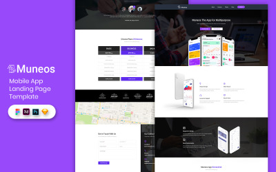 Mobiele app bestemmingspagina sjabloon UI-elementen