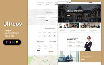 UI-Elemente der Landing Page-Vorlage für Anwälte