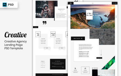 Elemente der Benutzeroberfläche der Creative Agency-Landingpage-Vorlage