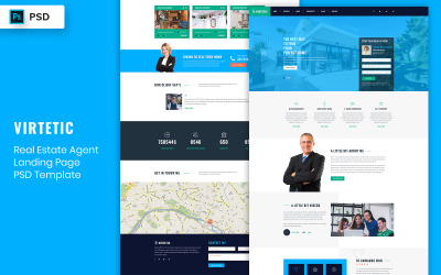 Elemente der Benutzeroberfläche der RealEstate Agent-Landingpage-Vorlage