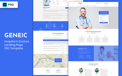 Hospital &amp;amp; Doctors Landing Page Template UI Elements