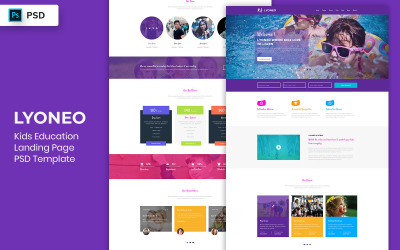 Kids Education Landing Page Template UI Elements