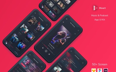 Комплект пользовательского интерфейса приложения для музыки и подкастов