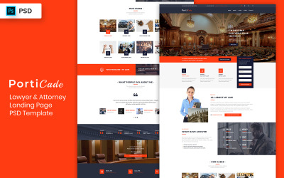 Landingpage für Anwälte und Anwälte PSD-Vorlage UI-Elemente