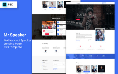 Motivational Speaker Landing Page PSD Template UI Elements