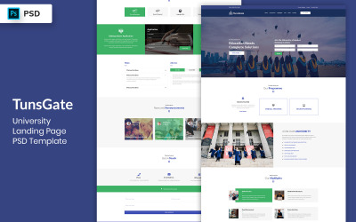 Universitaire bestemmingspagina sjabloon UI-elementen