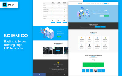 Webhosting Landingspagina PSD-sjabloon UI-elementen