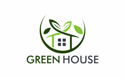 Modèle de logo de maison verte