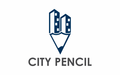 Modello di Logo di matita di città