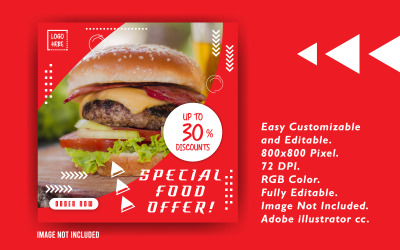 Oferta especial de comida promocional Plantilla de redes sociales