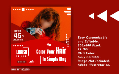 Рекламний шаблон соціальних медіа салон кольору волосся