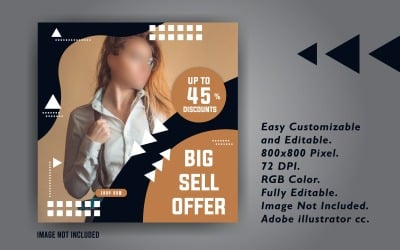 Modello di social media promozionale di grande offerta di vendita