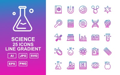 Conjunto de ícones de gradiente 25 Premium Science Line