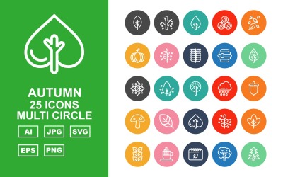 25 Ensemble d&amp;#39;icônes multi-cercle d&amp;#39;automne premium