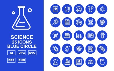 25高级科学蓝色圆圈图标集