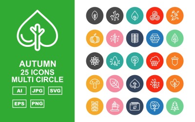 25 Premium Autumn Multi Circle Icon Set