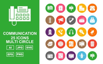 25 Premium Communicatie Multi Circle Icon Set