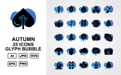 25 Premium höstglyffbubbla Ikonuppsättning