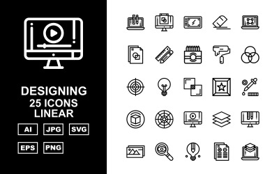 25 Premium ontwerpen lineaire pictogramserie