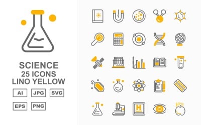 25 Premium Science Lino黄色图标集