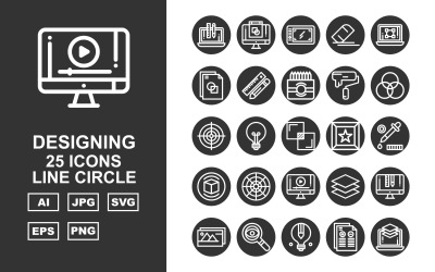 Sada ikon 25 Premium Designing Line Circle