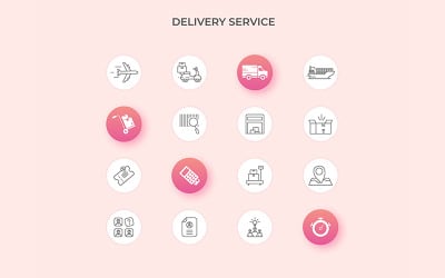 Servicio de entrega Plantilla de conjunto de iconos gratis