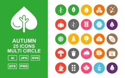 25 set di icone multi cerchio autunnali premium