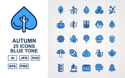 25 set di icone tono blu autunno premium