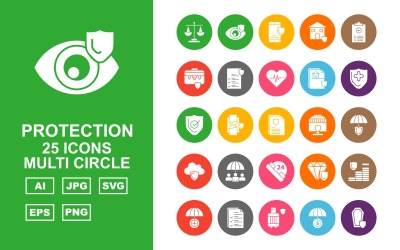 Zestaw ikon 25 Premium Protection Multi Circle