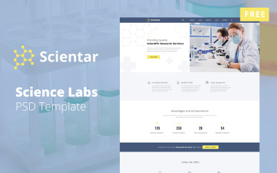 Бесплатный PSD шаблон Scientar - Science Labs Design Layout