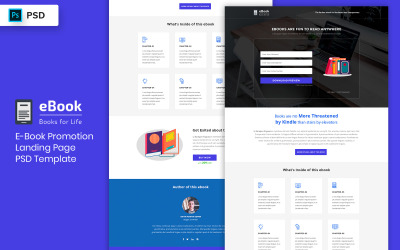 Ebook bestemmingspagina sjabloon UI-elementen