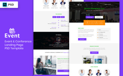 Elemente der Benutzeroberfläche für Ereignis- und Konferenz-Landing-Page-Vorlagen